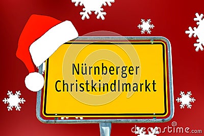 Place-name sign Nuremberg Christmas Market Stock Photo