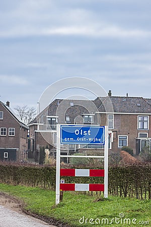 Place name sign Olst The Netherlands Editorial Stock Photo