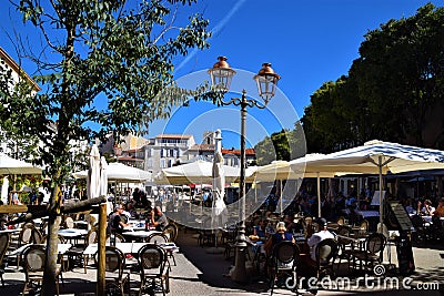Place Nationale town square, Antibes, French Riviera Editorial Stock Photo