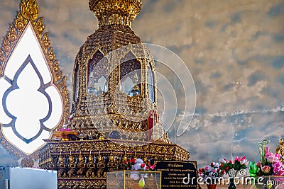 Place for offertory in a thai buddhist temple Editorial Stock Photo