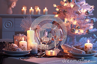 Place setting for Christmas Stock Photo