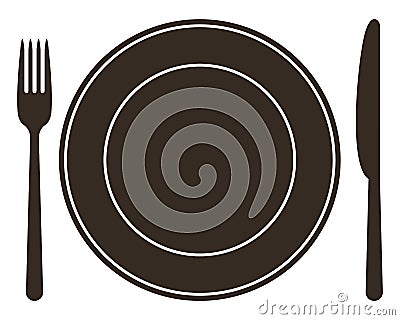 Place setting with plate, knife and fork Stock Photo