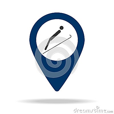 place for ski jumping in blue map pin icon. Element of map point for mobile concept and web apps. Icon for website design and deve Stock Photo