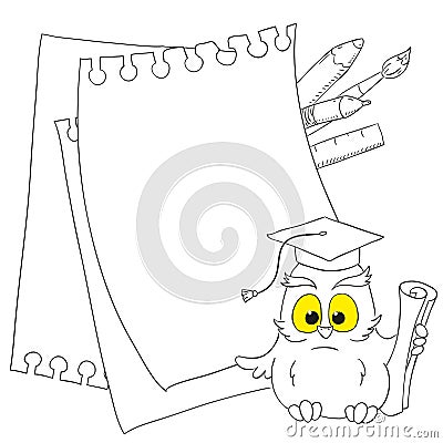 Place for text - frames on school owl background illustration. Cartoon Illustration