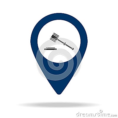 place of trial in blue map pin icon. Element of map point for mobile concept and web apps. Icon for website design and development Stock Photo