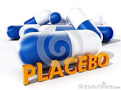 Placebo pill isolated on white background. 3D illustration Cartoon Illustration