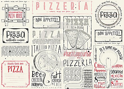 Placemat for Pizzeria Vector Illustration