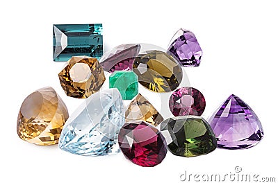 Placer of different dazzling jewels. Perfect luxury gems Stock Photo
