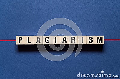 Plagiarism word concept on cubes Stock Photo