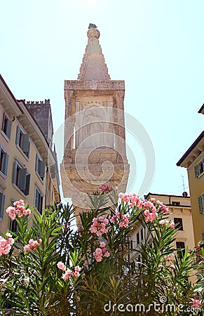 Plague Column at Piazza delle Erbe, Verona, Italy Stock Photo