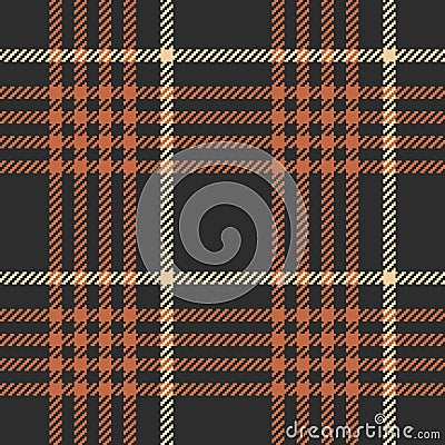 Brown, orange, beige plaid pattern vector. Seamless woven pixel texture. Vector Illustration