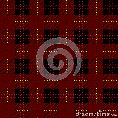 Plaid check pattern in red, black and white. Seamless fabric texture. Vector Illustration