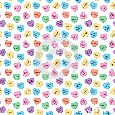 Candy Hearts Seamless Pattern Vector Illustration