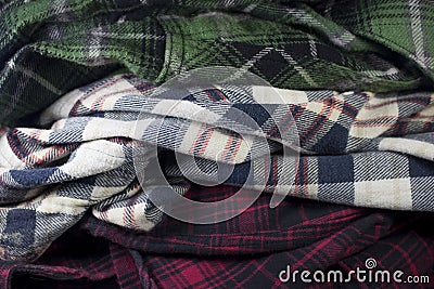 plaid flannel fabric cloth Stock Photo