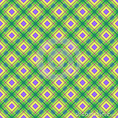 Plaid geometric diagonal seamless pattern. Checkered yellow color cartoon isolated textile print pattern. Vector Cartoon Illustration