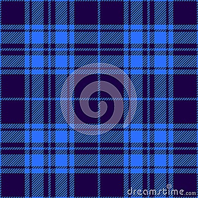 Plaid pattern in dark bright blue. Seamless monochrome tartan check plaid graphic for flannel shirt, blanket, throw. Stock Photo