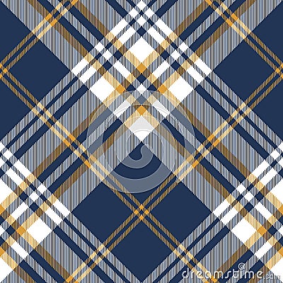 Plaid pattern large in blue, yellow, white. Seamless modern textured large bright check plaid background for fashion shirt. Vector Illustration