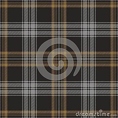 Plaid pattern seamless in dark grey and brown gold. Scottish tartan check graphic vector background for menswear flannel shirt. Vector Illustration