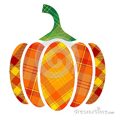 Plaid Pumpkin in applique or patchwork style. Plaid Pumpkin for Halloween and Thanksgiving decorative design. Stock Photo