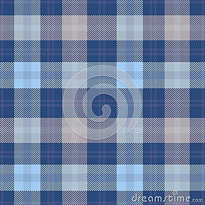 Plaid seamless pattern. Check blue color. Repeating tartan checks design. Repeated scottish fall flannel. Madras fabric prints Vector Illustration