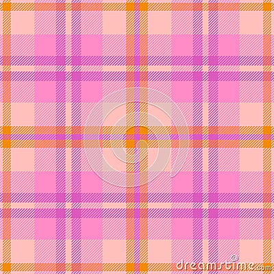 Plaid seamless pattern. Check pink color. Repeating tartan checks design. Repeated scottish fall flannel. Madras fabric prints Vector Illustration
