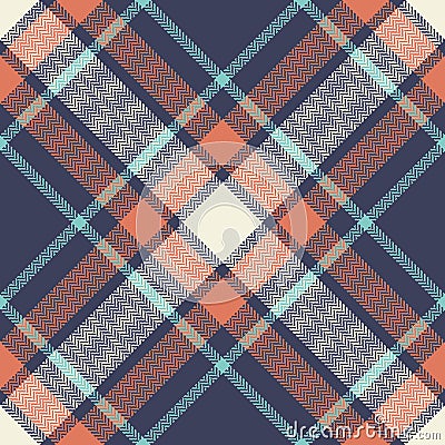 Tartan Scotland blue orange pattern vector. Vector Illustration