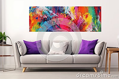 a plain canvas next to a vibrant painting Stock Photo