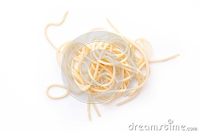 Plain cooked spaghetti pasta pile, on white background. Stock Photo