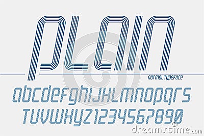 Plain display font popart design, alphabet, letters and numbers Vector Illustration