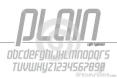 Plain display font popart design, alphabet, letters and numbers Vector Illustration