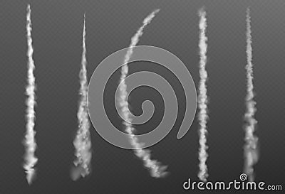Plain smoke trail, jet vector contrail line cloud Vector Illustration