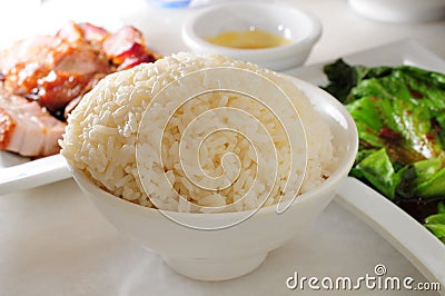 Plain steam rice Stock Photo