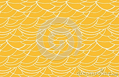 Plain texture with curved wavy lines seamless pattern. Abstract organic shapes printing on a yellow background. Vector hand drawn Vector Illustration