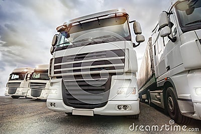 Plain truck fleet Stock Photo