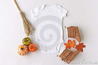 Plain white baby bodysuit vest mockup Stock Photo