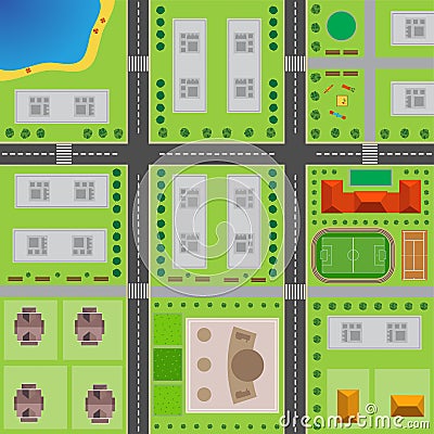 Plan Of City. Top view of the city Vector Illustration