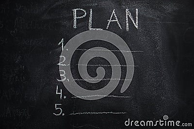 Plan list on black chalkboard Stock Photo