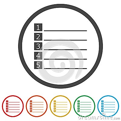 Plan list ring icon, color set Vector Illustration