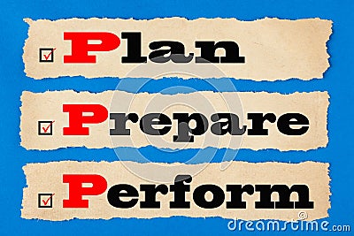 Plan Prepare Perform Concept Stock Photo