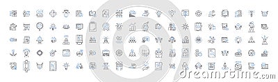 Plan and scheme line icons collection. Blueprint, Proposal, Strategy, Plot, Agenda, Design, Project vector and linear Vector Illustration