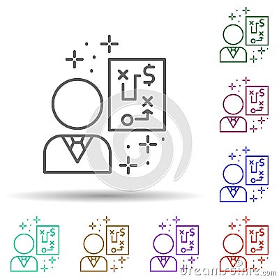 Plan strategy human multi color icon. Simple thin line, outline of managment icons for ui and ux, website or mobile Stock Photo