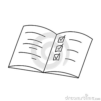Plan or To do list in notepad. Checklist, task list. Doodle vector illustration isolated on white. Vector Illustration