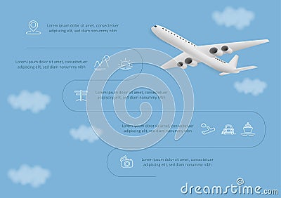 Plan your travel infographic guide. Vacation booking concept. Vector illustration in flat style design. Hotel and air tickets Cartoon Illustration