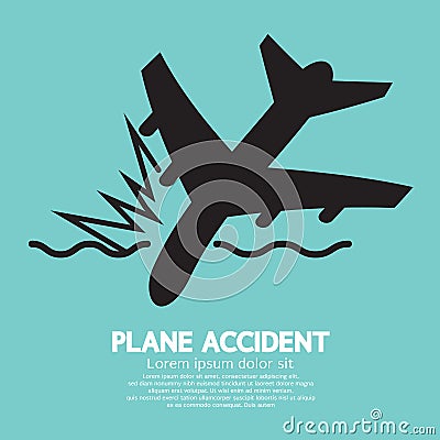 Plane Accident Sinking Into The Sea Vector Illustration