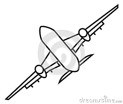 Plane air flight icon. Linear airplane symbol Stock Photo