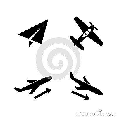 Plane, Aircraft, Airplane. Simple Related Vector Icons Stock Photo