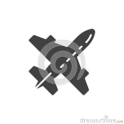 Plane, aircraft icon vector, filled flat sign, solid pictogram isolated on white Vector Illustration