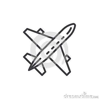 Plane, aircraft line icon, outline vector sign, linear style pictogram isolated on white. Vector Illustration