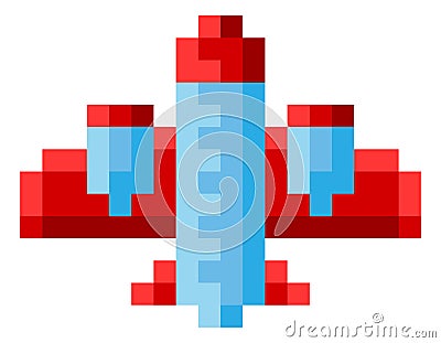 Plane Airplane Aeroplane Pixel Video Game Art Icon Vector Illustration