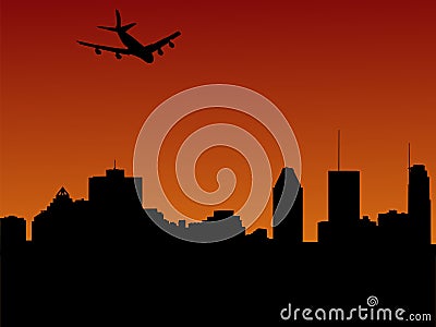Plane arriving in Montreal Vector Illustration